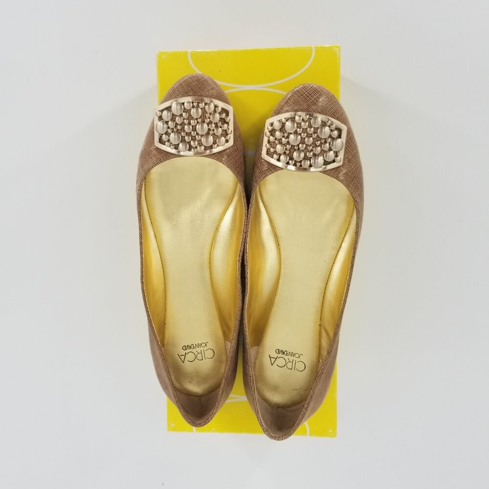 Joan and David Embellished Leather Ballet Flat - 6.5 - Cjanora Bronze & Gold